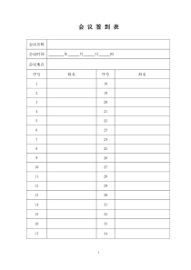 公司会议签到表模板