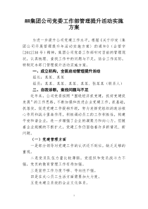 集团公司党委党建管理提升实施方案