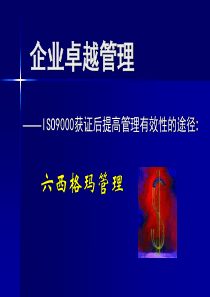 企业卓越管理-ISO9000获证后提高管理有效性的途径六西格玛管理