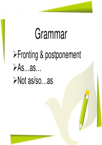 grammar(Fronting & postponement)前置与后置