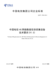 中国电信4G网络数据信息采集设备技术要求(V10)