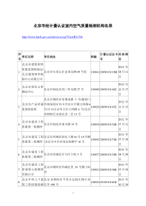 北京市经计量认证室内空气质量检测机构名录