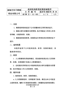 南海艺华不锈钢铝业有限公司质量体系程序文件