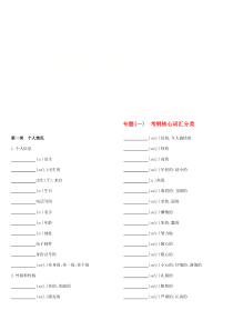 浙江中考英语总复习-默写手册-专题一-考纲核心词汇分类-(新版)外研版