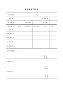 项目奖金分配表