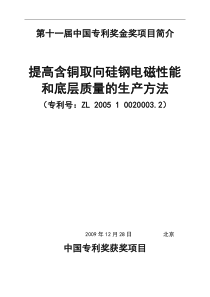 第十一届中国专利奖金奖项目简介