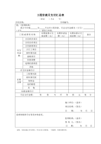 工程价款月支付汇总表