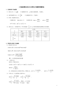 高中三角函数知识点与常见习题类型解法