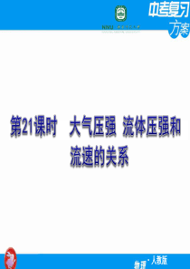 【人教版】2011届中考物理复习方案课件第21课时 大气压强 流体压强和流速的关系