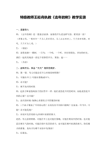 特级教师王崧舟执教《去年的树》教学实录