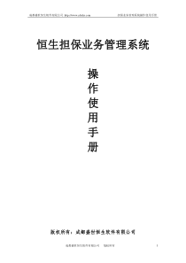 恒生担保业务管理系统操作使用手册