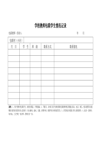 学校教师包联学生情况记录表