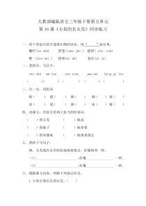 部编版三下语文第五单元-第16课《小真的长头发》同步练习-含答案-精品