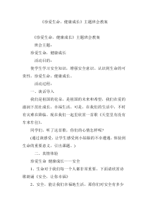 《珍爱生命-健康成长》主题班会教案