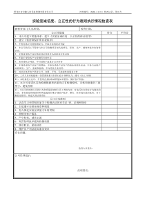 实验室诚信度、公正性的行为准则执行情况检查表