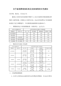 关于差旅费标准及实施细则的补充通知