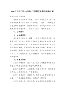 二级单位关于进一步深化三项制度改革的实施方案