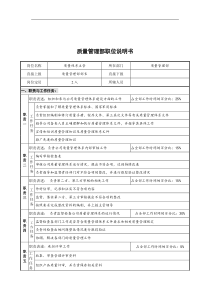 质量体系主管岗位说明书