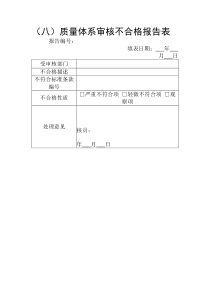 质量体系审核不合格报告表