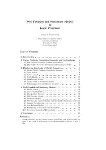 Well-founded and stationary models of logic progra