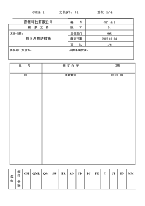 质量体系编写表格COP14-1