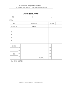 质量体系表格-产品质量信息反馈单