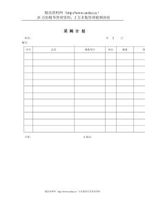 质量体系表格-采购计划