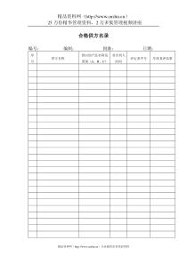 质量体系表格大全合格供方名录