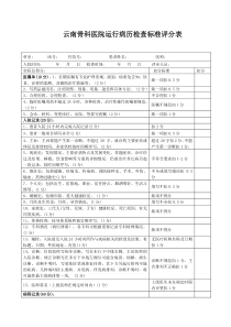 运行病历检查标准评分表