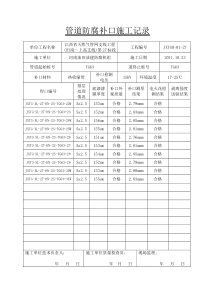 管道防腐补口施工记录