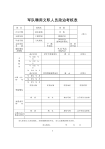 军队聘用文职人员政治考核表