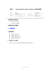 实验1 Oracle Database 10g for Windows安装与配置