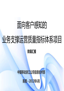 面向客户感知的业支运营质量指标体系项目