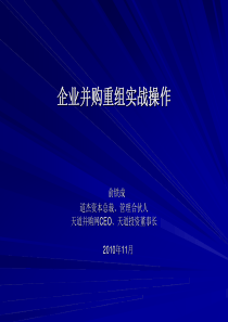 (俞铁成)企业并购重组实战操作