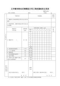 立井整体移动式钢模板分项工程质量验收记录表