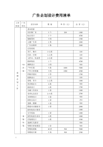 广告企划设计费用清单