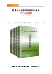 防腐涂料项目可行性研究报告-立项申请格式范文