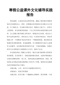 寒假公益课外文化辅导实践报告