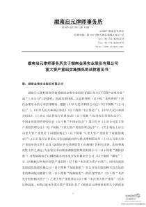 ST 金果：湖南启元律师事务所关于公司重大资产重组实施情况的法律意见