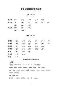 英语元音辅音发音归纳表