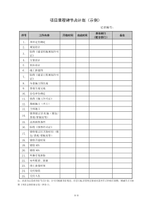 项目里程碑节点计划