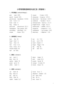 小学常用英语单词大全汇总(附音标)