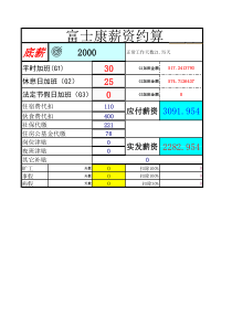 富士康工资计算表