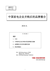 XXXX年6月-中国家电企业并购后的品牌整合