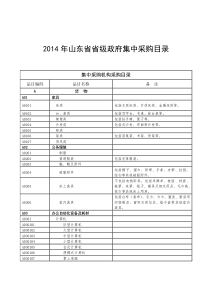 XXXX年山东省省级政府集中采购目录