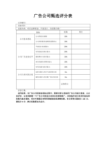 广告公司甄选评分表