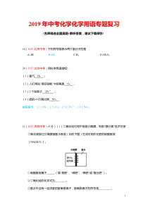 2019年中考化学化学用语专题复习(带答案)