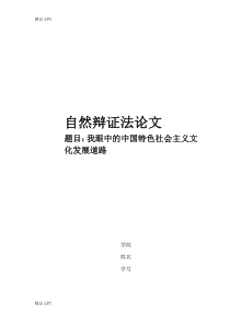 (整理)我眼中的中国特色社会主义文化发展道路