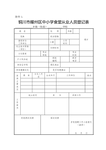 中小学食堂从业人员聘用合同及相关表册