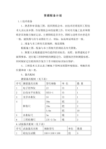 资源配备计划